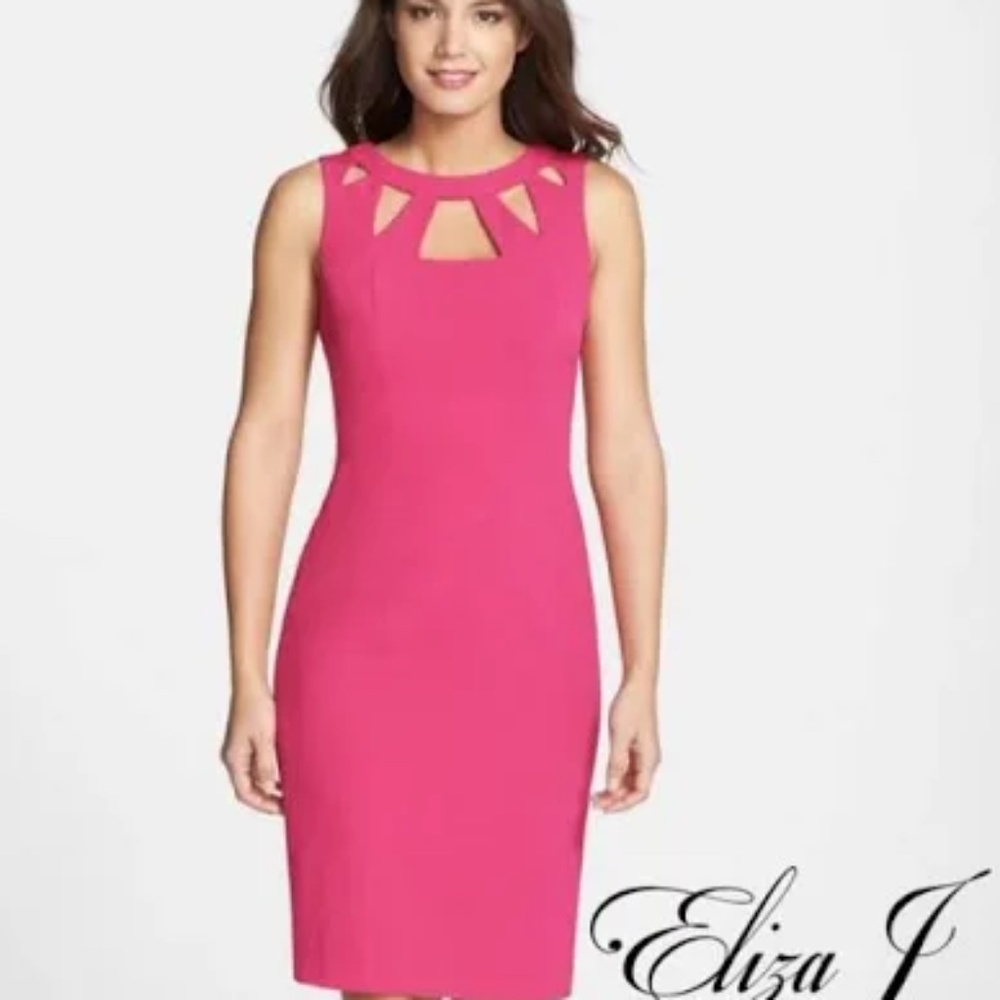 Eliza J. Bright PINK Body Con Cutouts Barbiecore Dress - Size 14